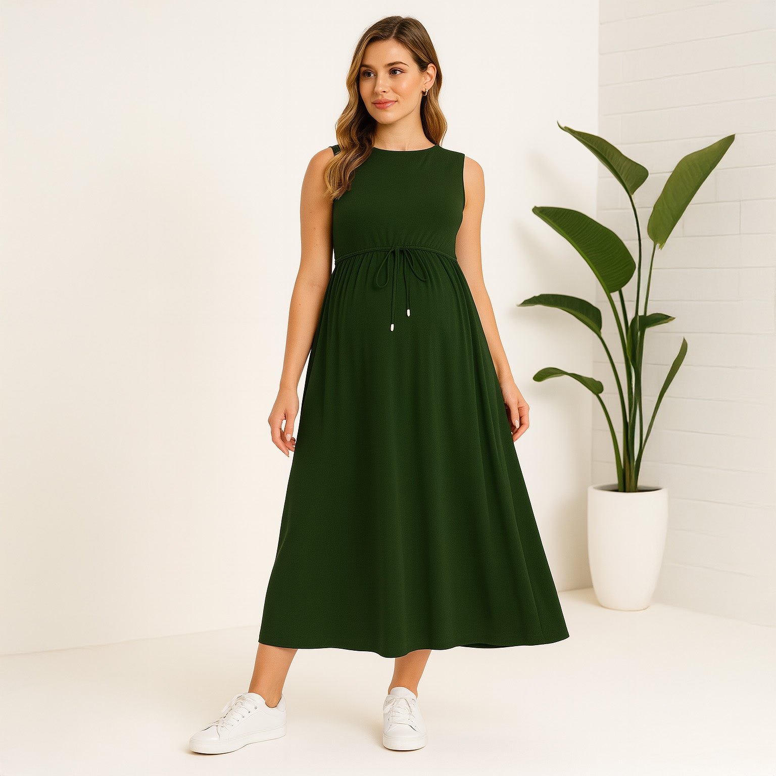 WillowEase – Belted Maternity Swing Dress