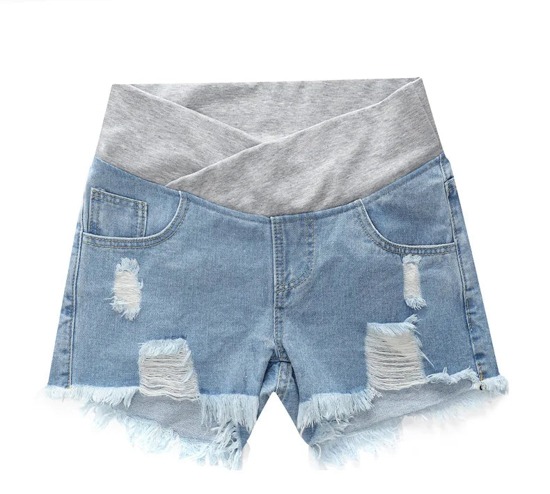 BreezyBump – Low-Waist Denim Maternity Shorts