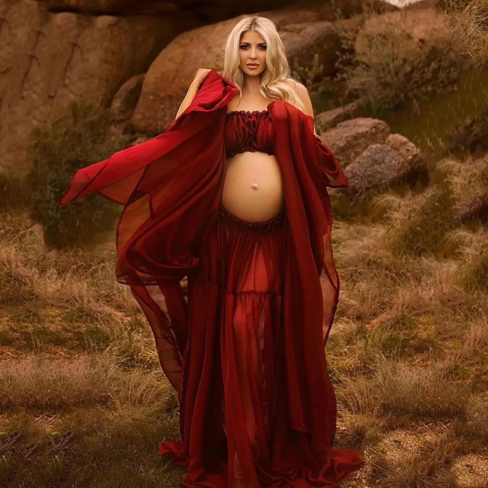 Elira – 2-in-1 Chiffon Maternity Dress Set