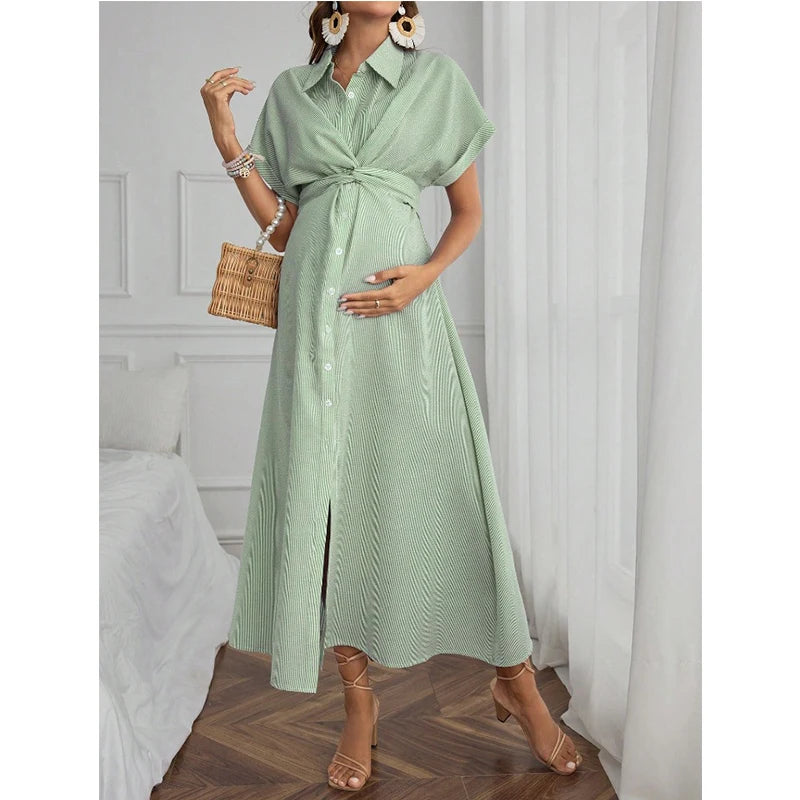 Morningline – Striped Maternity Shirt Dress