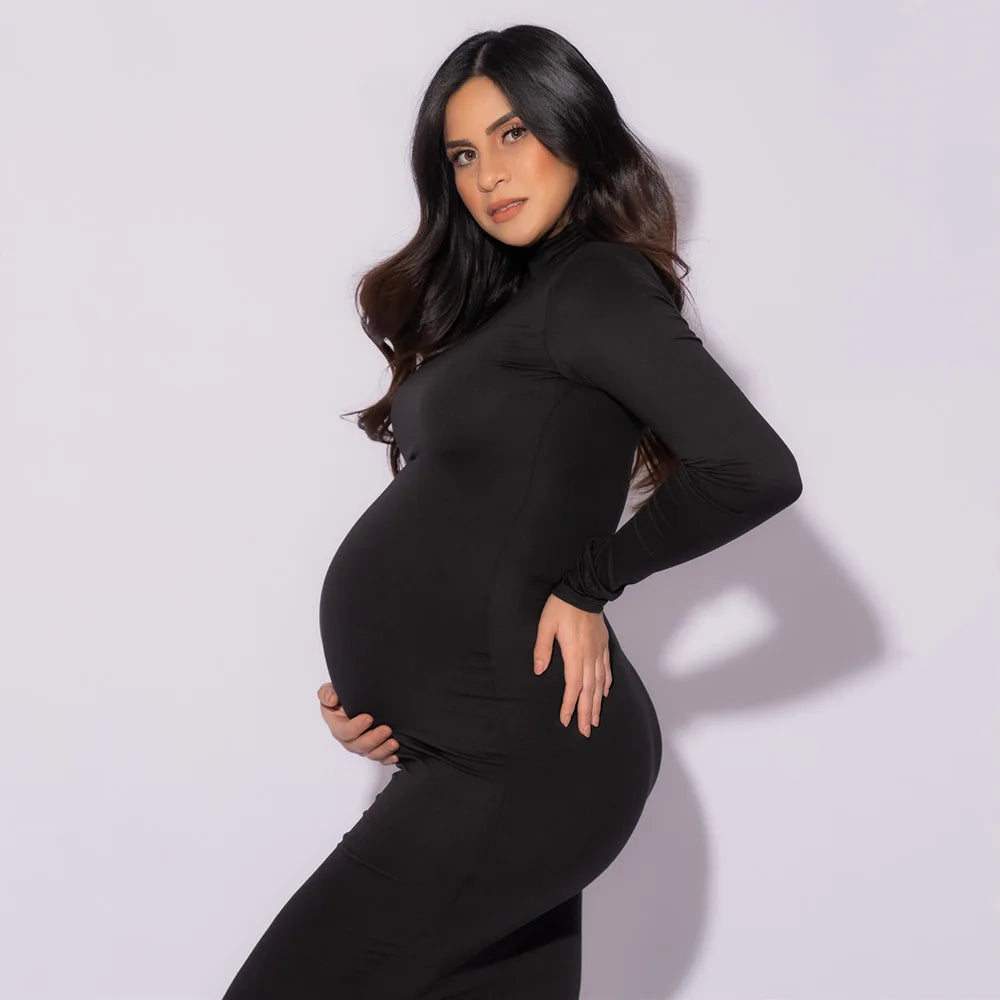 Sera – High-Neck Slim Maternity Dress