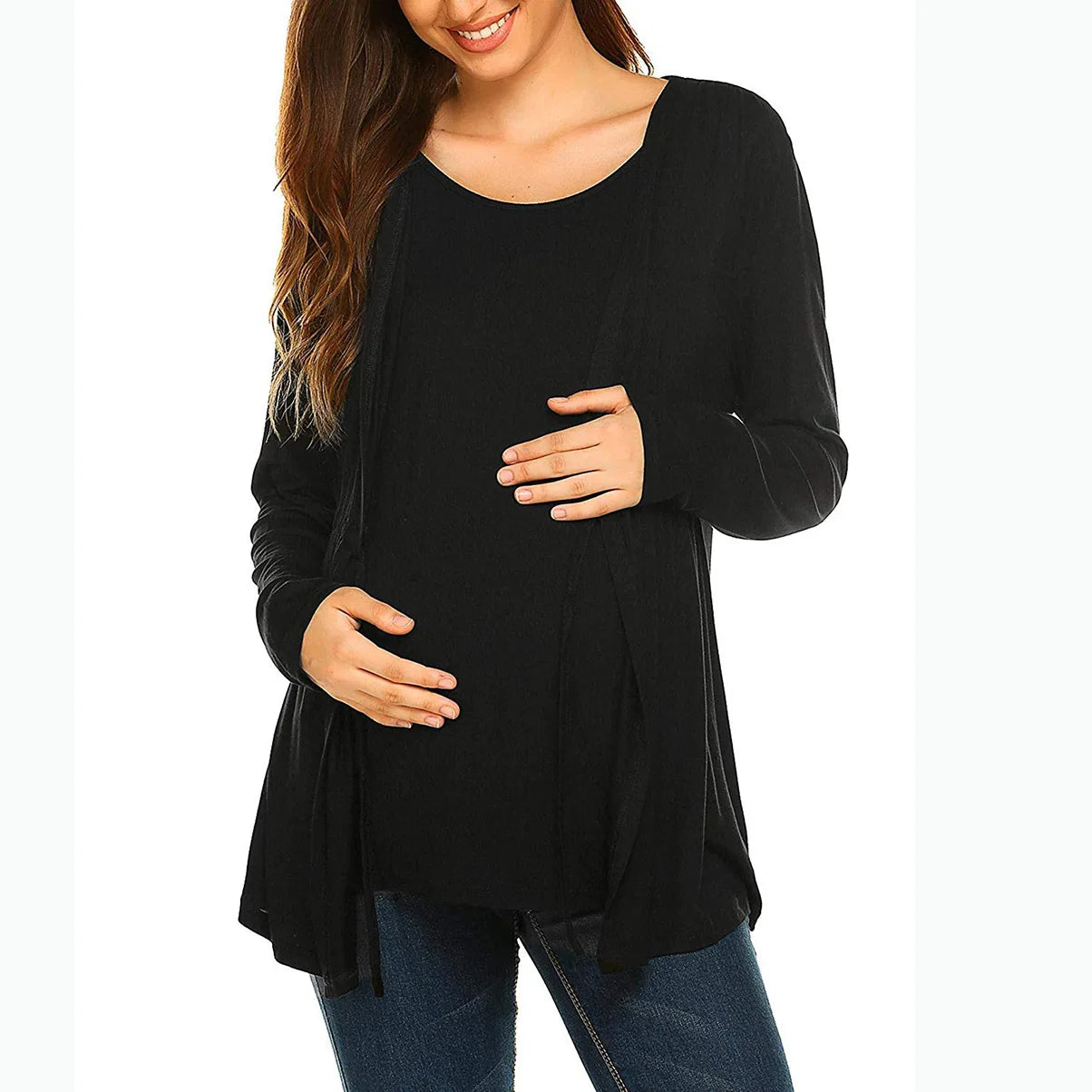 Elowen – Layered Look Maternity Hoodie