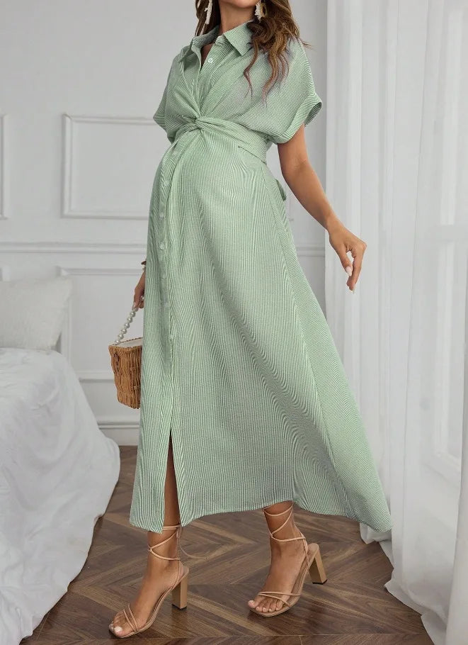 Morningline – Striped Maternity Shirt Dress