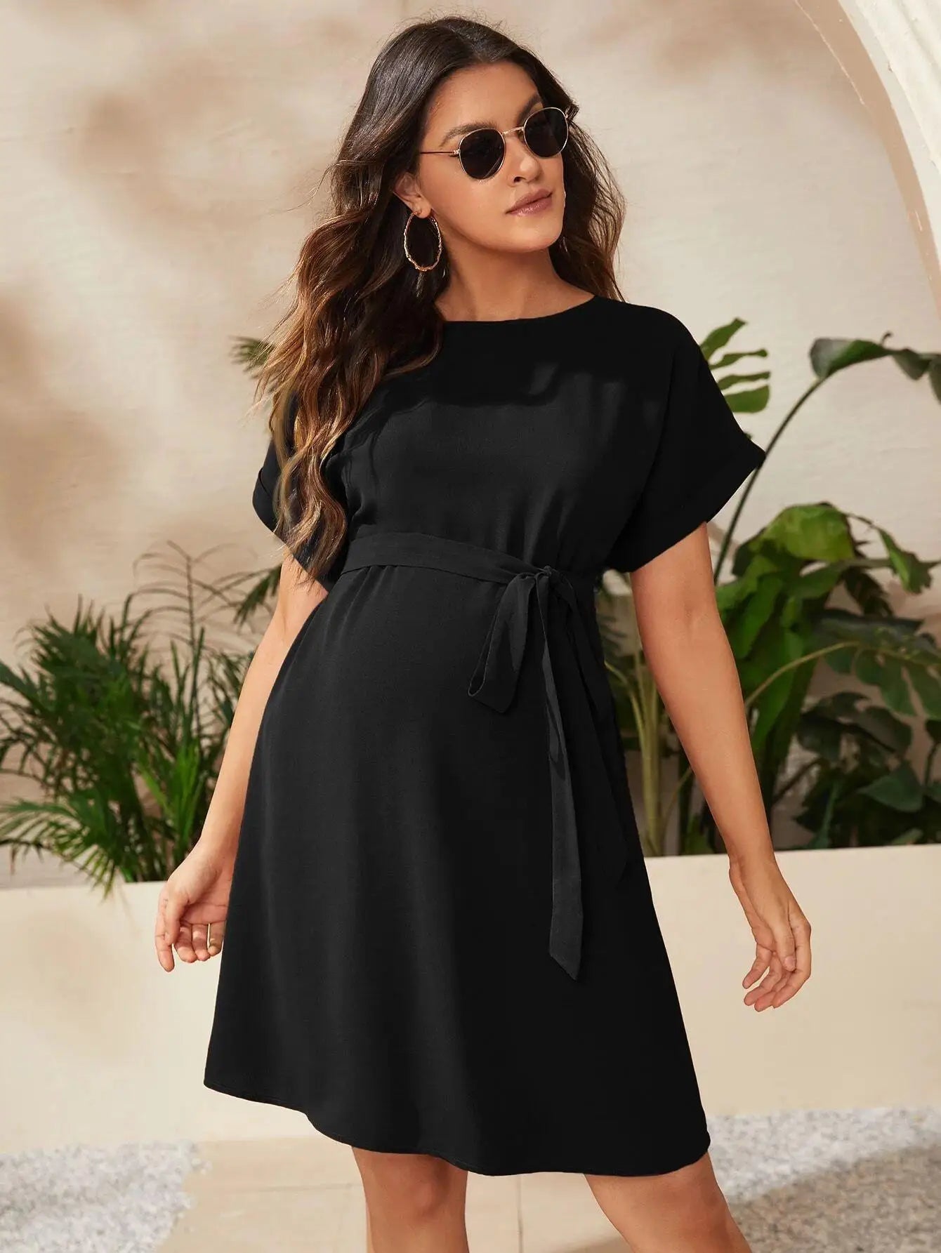 Olive Ember – Sash-Tie Maternity Dress