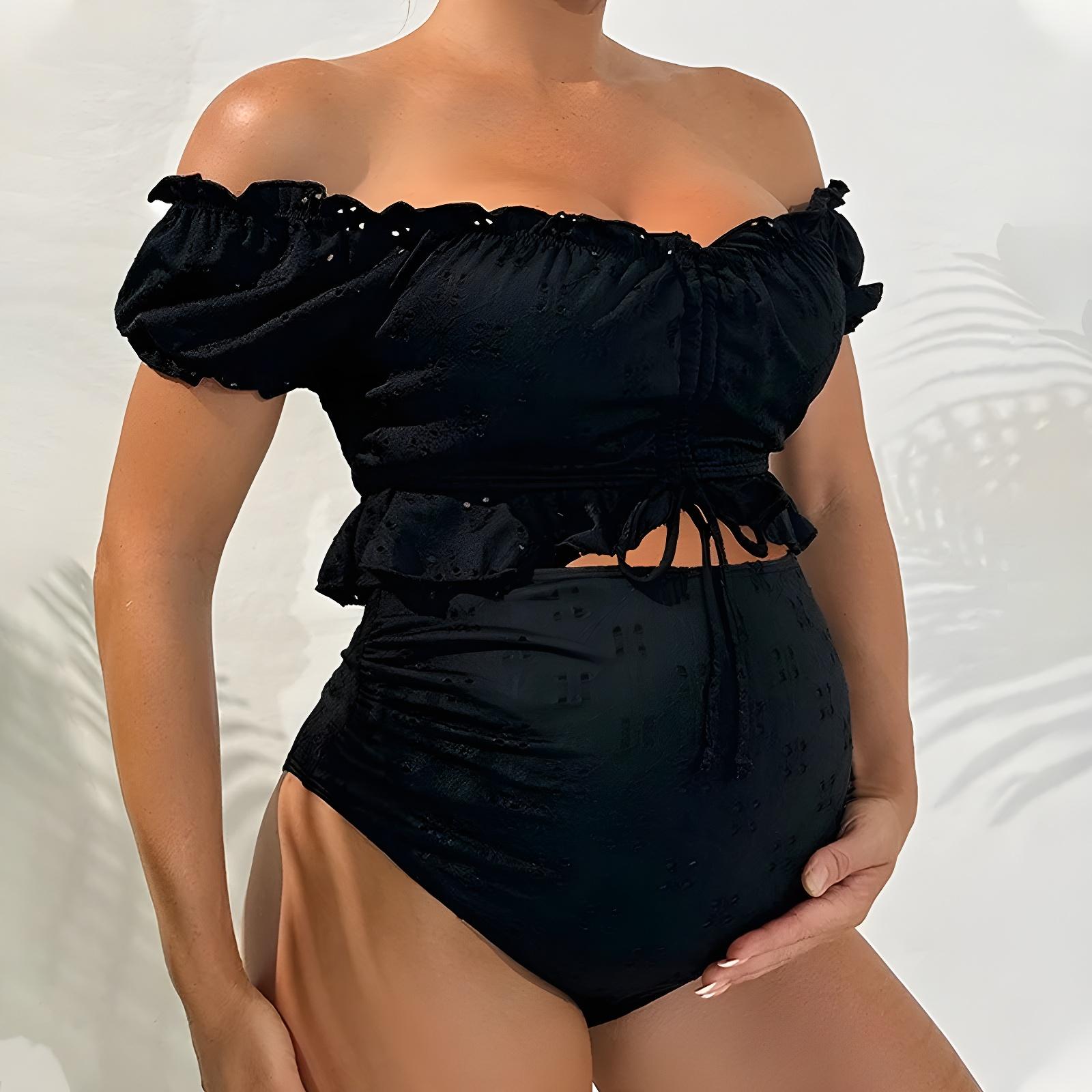 Noir Nest – High-Waisted Maternity Bikini