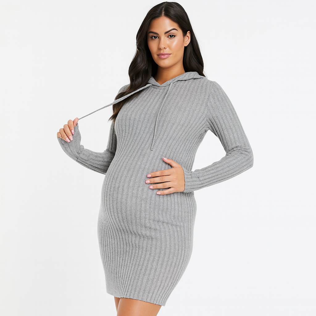 NestHood – Knit Hoodie Maternity Dress