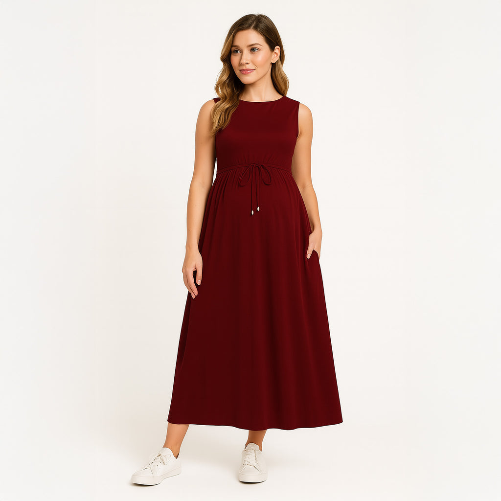 WillowEase – Belted Maternity Swing Dress