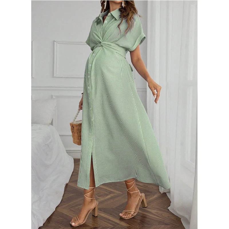 Morningline – Striped Maternity Shirt Dress