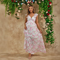 Petal Drift – Floral Chiffon Maternity Dress