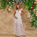 Petal Drift – Floral Chiffon Maternity Dress