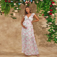 Petal Drift – Floral Chiffon Maternity Dress