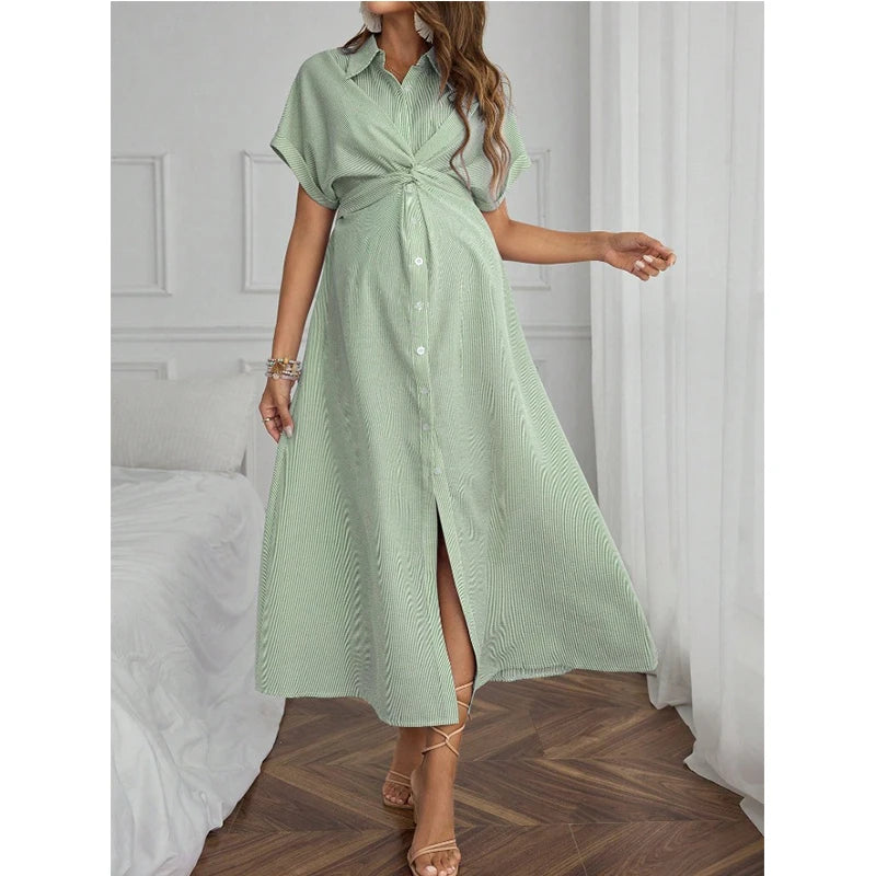 Morningline – Striped Maternity Shirt Dress