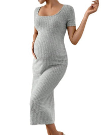 Ribelle – Rib-Knit Square Neck Maternity Dress