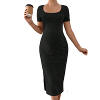 Ribelle – Rib-Knit Square Neck Maternity Dress