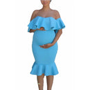 Luna Frill – Off-Shoulder Ruffle Maternity Dress