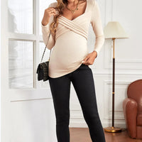 Marvella – Cross-Wrap Ribbed Maternity Top