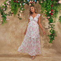Petal Drift – Floral Chiffon Maternity Dress