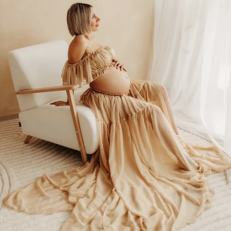 Elira – 2-in-1 Chiffon Maternity Dress Set