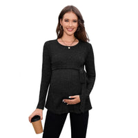 RidgeBloom – Belted Knit Maternity Sweater