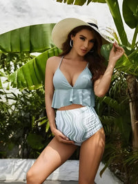 Sage Tide – High-Waist Maternity Tankini