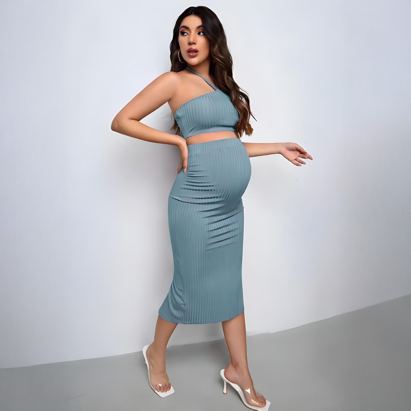 Skylin – Ribbed Maternity Skirt Set